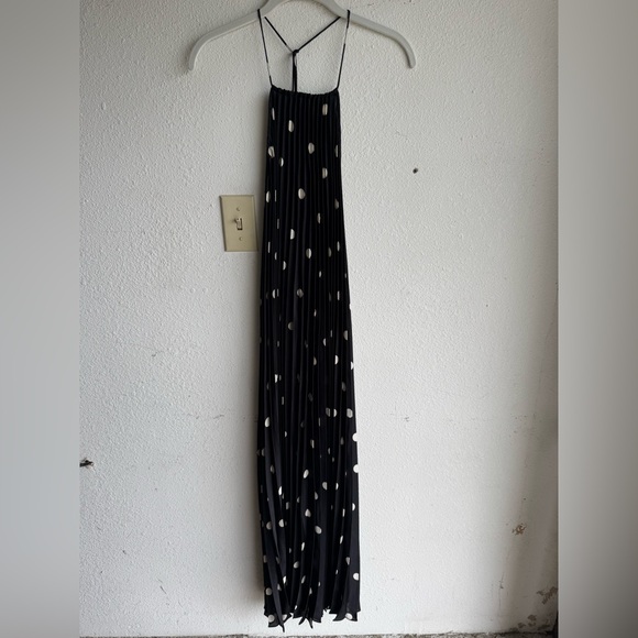 NEW Sezane Layla Dress Black Ecru Polka Dots size 2 Maxi Pleated - Picture 4 of 8